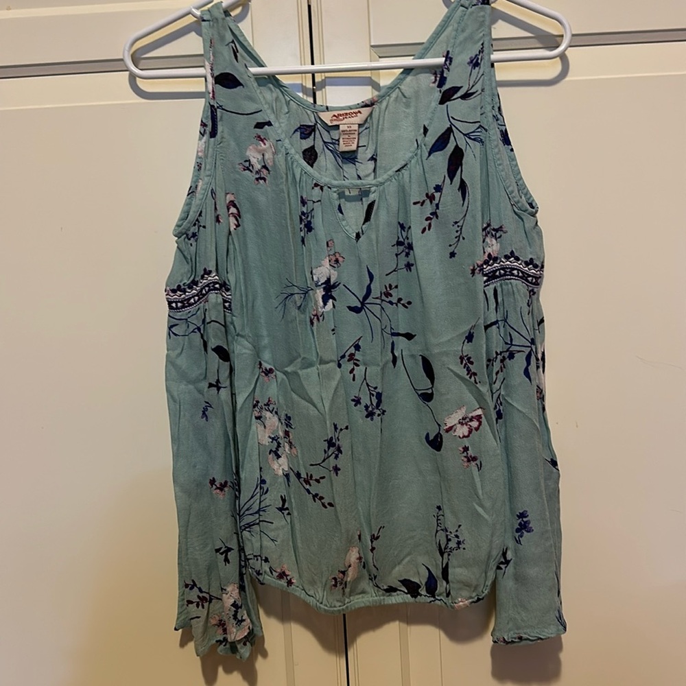 Blue cut out blouse